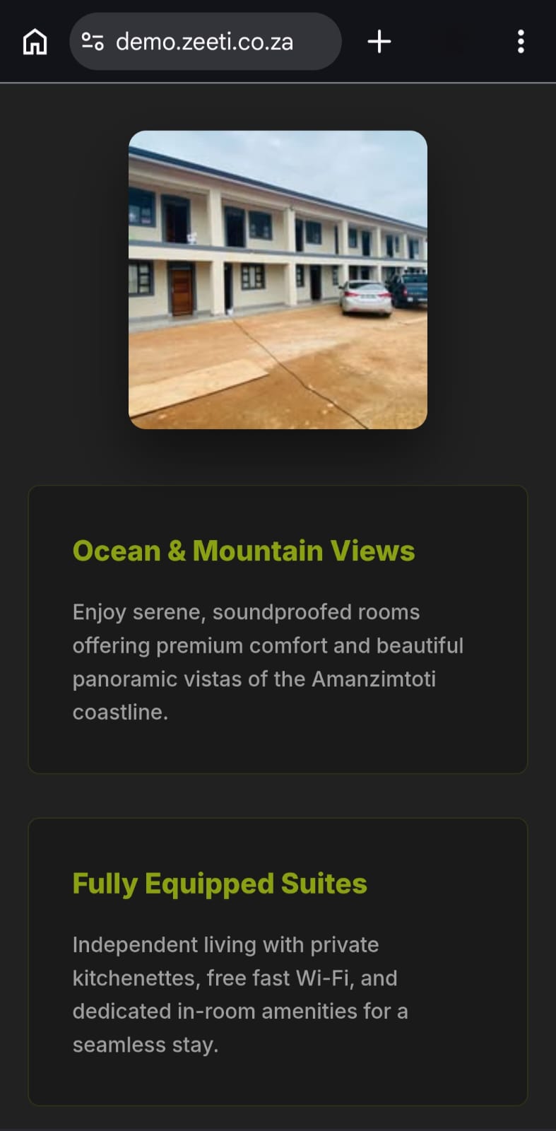 Amenities Features Layout UI and Property Exterior Image