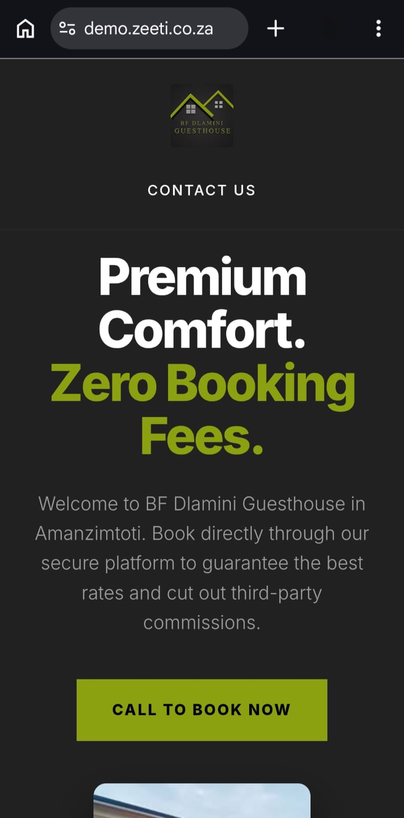 BF Dlamini Guesthouse Mobile Landing Hero Header